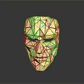 Golden Geometric Mask With Reflective Metallic Surface On Dark Background 3d model