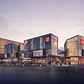 Vibrant Modern Commercial Street Featuring Glass Facades Busy Shops Pedestrians And Outdoor Areas