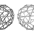 Geometric Spherical Decorative Ornament Set With Black And Silver Metal Frames