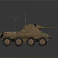Detailed Brown Green Military Vehicle Model With Antenna Turret And Cannon