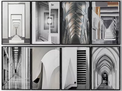 Modern Architectural Interior Design With Corridors Arches Staircases And Geometric Shapes 3d model
