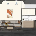 Modern Living Room Interior With Arched Windows Sofa TV Rug And Decorative Plants