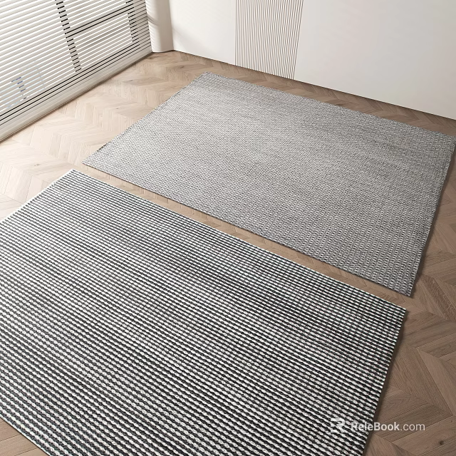 Square Rugs With Woven Texture Placed On Light Wooden Floor For Home Decor 3d model 