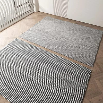 Square Rugs With Woven Texture Placed On Light Wooden Floor For Home Decor 3d model