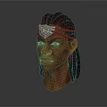 3D Head Sculpture With Braided Hair Decorative Headband And Dangling Earrings