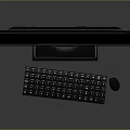 Modern Desktop Computer Monitor With Blue Green Screen Keyboard And Mouse