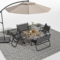 Outdoor Camping Table and Chair Folding Table and Chair Fruit Food 3d model