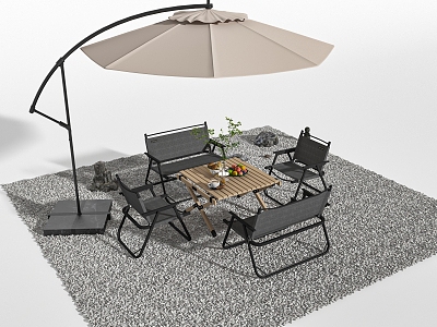 Outdoor Camping Table and Chair Folding Table and Chair Fruit Food 3d model