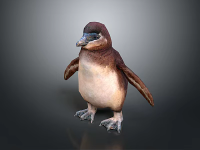 Brown And White Stuffed Penguin Toy With Detailed Wings And Webbed Feet 3d model