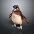 Brown And White Stuffed Penguin Toy With Detailed Wings And Webbed Feet