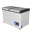 White Chest Freezer With Double Lid And Black Trim Digital Control Panel