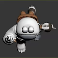 3D Astronaut Character With Rabbit Ears Wearing White Spacesuit And Backpack Equipment