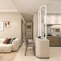 Modern Living Dining Room Interior With White Sofa Coffee Table TV Chandelier And Decorative Paintings