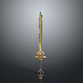 Decorative Fantasy Sword With Glowing Blue Tip Golden Blade And Intricate Hilt Design