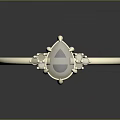 Elegant Women's Gold Jewelry Ring With Sleek Band Teardrop Pearl And Small Diamonds