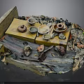 Artistic Wooden Table Display With Tea Sets Shells And Natural Elements