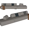 Light Gray Sectional Sofa with Modular Design Decorative Cushions and Brown Throw Blanket 3d model