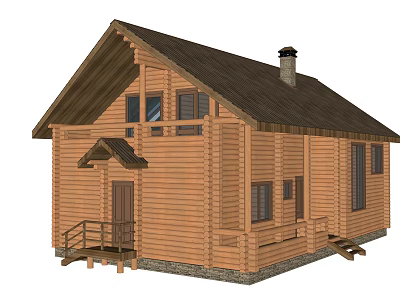 Modern wooden house 3d model