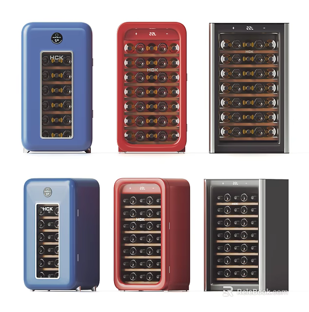 Stylish Wine Coolers In Blue Red Black With Modern Design And Various Sizes 3d model 