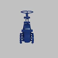 Blue Industrial Gate Valve With Flanged Ends And Heavy Duty Structure 3d model