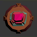 3D Scene Component With Pink Top Blue Green Flowing Area And Orange Pink Base