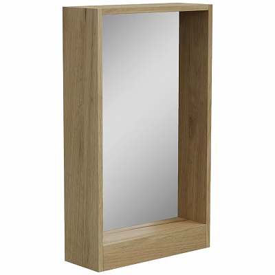 Light Wood Framed Standing Mirror With Bottom Shelf For Home Decor 3d model