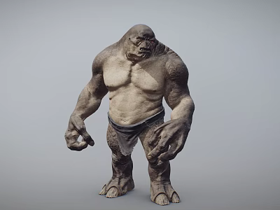 Muscular Giant Creature With Rough Skin Simple Cloth Skirt And Fierce Expression 3d model