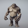 Muscular Giant Creature With Rough Skin Simple Cloth Skirt And Fierce Expression