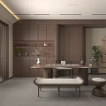 New Chinese-style Office in Ancient Style Tea Room Sideboard Background Wall 3d model