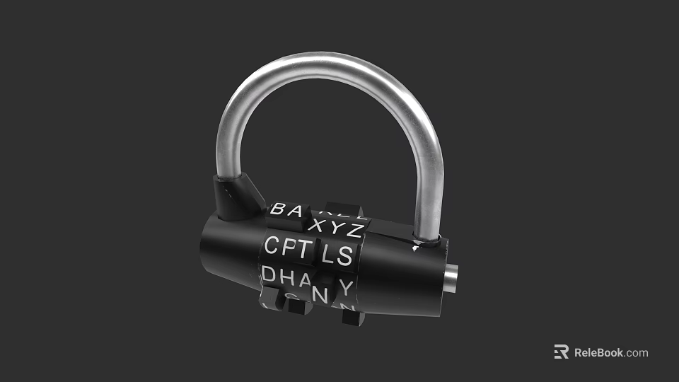 Sturdy Security Door with Silver U Shaped Padlock and Black Lock Body 3d model 