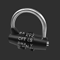 Sturdy Security Door with Silver U Shaped Padlock and Black Lock Body 3d model