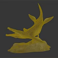 Realistic Ichthyosaur Prehistoric Marine Reptile Model With Open Mouth On Rock Base