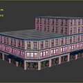 Modern Commercial Complex Building With Multiple Floors Blue Awnings And Retail Storefronts