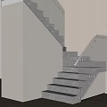Modern Staircase With Glass Railing Marble Steps And LED Strip Lighting