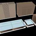 Architectural Building Components With Textured Panels Sloped Design And Transparent Roof 3d model