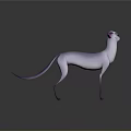 3D Model Light Purple Cat With Pink Ears Standing On Dark Reflective Background