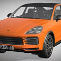 Orange Porsche SUV Convertible With Sporty Design And Black Wheels Front View