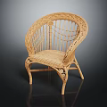 Handwoven Rattan Leisure Chair With Curved Backrest Natural Color And Elegant Design