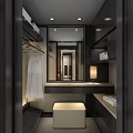 Modern Hotel Room Interior With Floor to Ceiling Windows City Night View And Comfortable Seating