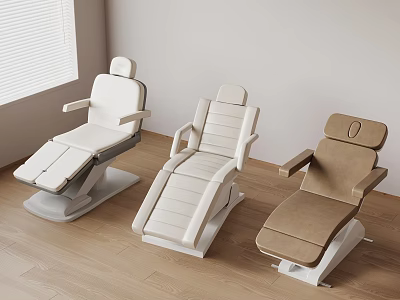 Modern Treatment Beds In Interior With Wooden Floor And Window 3d model