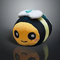 Cute Plush Bee Toy With Yellow Black Stripes And White Cloud Decoration
