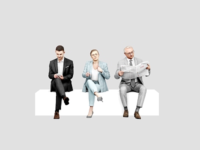 Modern multi-person white-collar sitting figure combination model