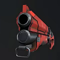 Red and Black Futuristic Sniper Rifle With Tactical Design And Detailed Texture