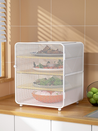 Leftovers Storage Rack Plate Dishes Stir-fried Steamed Bread Broccoli Shrimp Meat Dish Kitchen Cabinet Vegetable Washing Basin Fruit Plate Apple Windowsill Countertop Tile 3d model