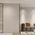 Modern Apartment Interior With Laundry Area Cabinets Marble And Plants