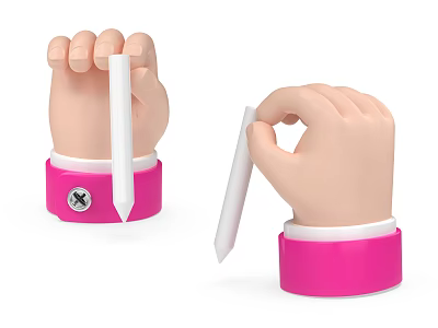 Hand Shaped Decorative Ornament Set with Pink Wrist Cuffs and White Decorative Sticks 3d model