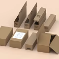 Brown Cardboard Boxes In Various Sizes With Open And Closed States For Packaging 3d model