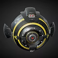 Futuristic Smart Machine With Spherical Design Black Yellow Stripes Red Silver Core Mechanical Components 3d model
