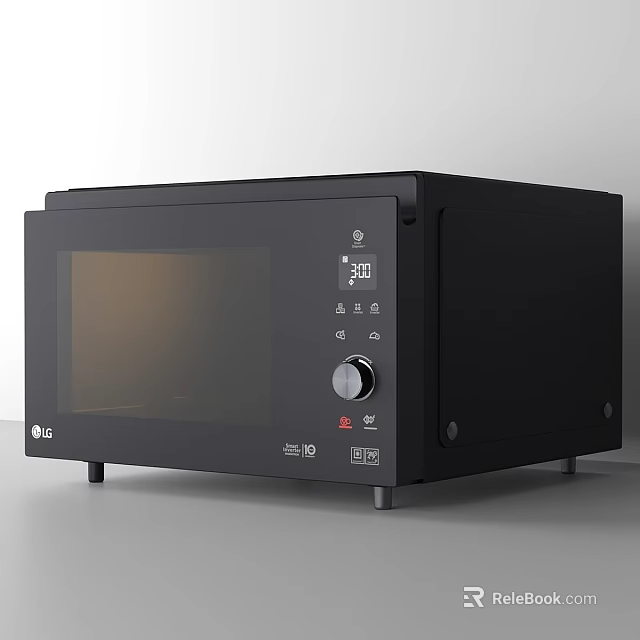 Black Microwave Oven With Digital Display And Knob Control For Kitchen Use 3d model 