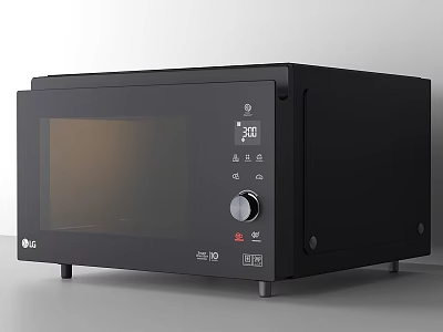 Black Microwave Oven With Digital Display And Knob Control For Kitchen Use 3d model